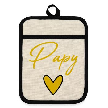 GRANDPA. DAD. FATHER'S DAY. HAPPY FATHER'S DAY. GOOD - Pot holders with rubber back - linen/black  - Front