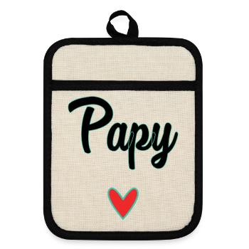 GRANDPA. DAD. FATHER'S DAY. HAPPY FATHER'S DAY. GOOD - Pot holders with rubber back - linen/black  - Front