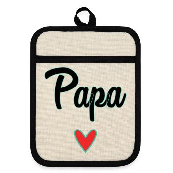 DAD. FATHER'S DAY. HAPPY FATHER'S DAY. HAPPY BIRTHDAY. - Pot holders with rubber back - linen/black  - Front