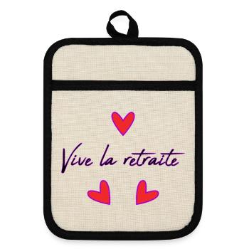RETIREMENT. HAPPY RETIREMENT. HAPPY RETIREMENT - Pot holders with rubber back - linen/black  - Front