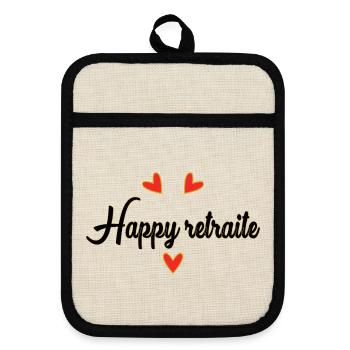 RETRAITE. RETRAITE. RETRAITEE. BONNE RETRAITE - Maniques avec dos en caoutchouc - lin/noir  - Devant