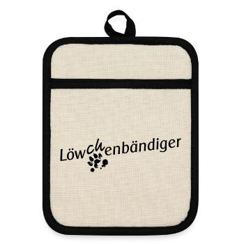 Löwchen-Bändiger - Pot holders with rubber back - linen/black  - Front