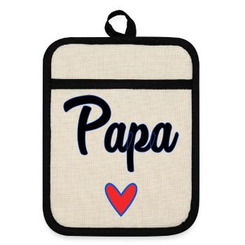 DAD. FATHER'S DAY. HAPPY FATHER'S DAY. HAPPY BIRTHDAY. - Pot holders with rubber back - linen/black  - Front