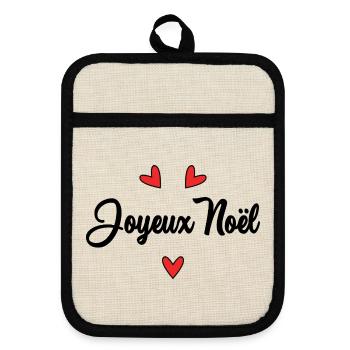 CHRISTMAS. MERRY CHRISTMAS. MERRY CHRISTMAS. NEW YEAR’S DAY - Pot holders with rubber back - linen/black  - Front