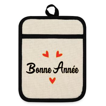 CHRISTMAS. MERRY CHRISTMAS. MERRY CHRISTMAS. SANTA CLAUS - Pot holders with rubber back - linen/black  - Front
