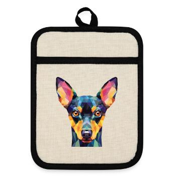 Spielzeug Manchester Terrier Hunderasse Aquarellglas - Topflappen mit Gummirückseite - Leinen/Schwarz  - Vorne