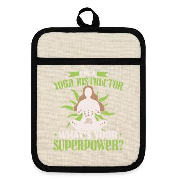 Yoga Mädchen sind verdreht Meditation Fitness Übun - Topflappen mit Gummirückseite - Leinen/Schwarz  - Vorne