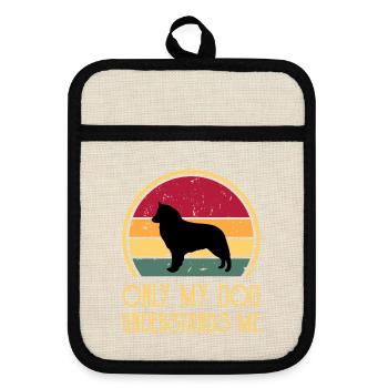 Belgischer Schäferhund Groenendael Hund Silhouette Retro - Topflappen mit Gummirückseite - Leinen/Schwarz  - Vorne