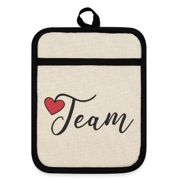 Team Heart - Pot holders with rubber back - linen/black  - Front