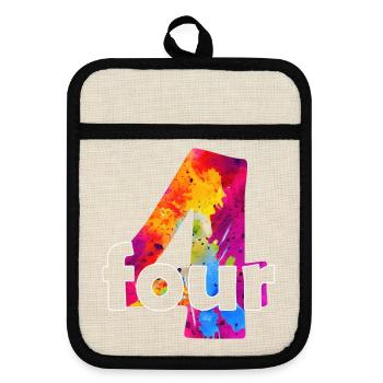 QUATRE GARÇONS DE 4 ANS 4E ANNIVERSAIRE - Maniques avec dos en caoutchouc - lin/noir  - Devant