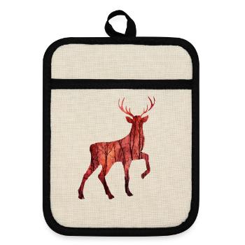 Hirsch - Topflappen mit Gummirückseite - Leinen/Schwarz  - Vorne