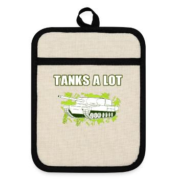 Tank Lover Panzerfahrer Panzer Spruch Lustig - Topflappen mit Gummirückseite - Leinen/Schwarz  - Vorne