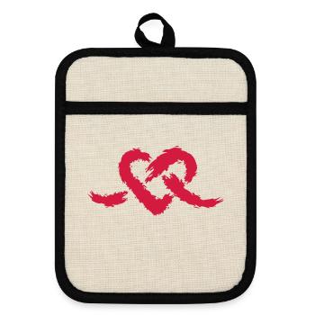 Herz Knoten Liebe Romantisch - Topflappen mit Gummirückseite - Leinen/Schwarz  - Vorne