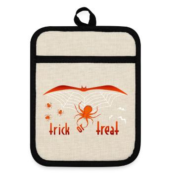 trick or treat Halloween - Topflappen mit Gummirückseite - Leinen/Schwarz  - Vorne