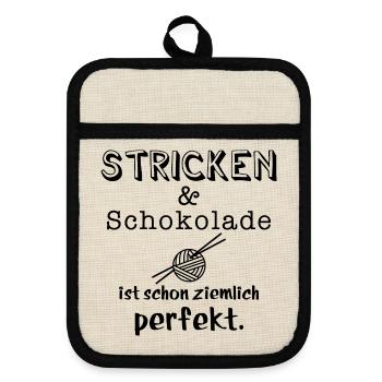 stricken und schokolade - Topflappen mit Gummirückseite - Leinen/Schwarz  - Vorne