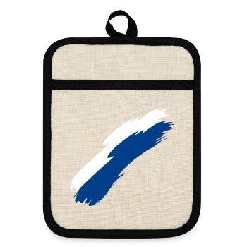 Finnland Fahne Farben - Topflappen mit Gummirückseite - Leinen/Schwarz  - Vorne