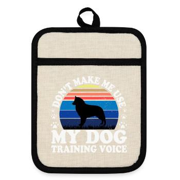 Belgischer Schäferhund Groenendael Hund Silhouette Retro - Topflappen mit Gummirückseite - Leinen/Schwarz  - Vorne