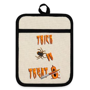 trick or treat halloween - Topflappen mit Gummirückseite - Leinen/Schwarz  - Vorne