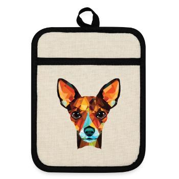 Spielzeug Foxterrier Hunderasse Aquarell Illustration - Topflappen mit Gummirückseite - Leinen/Schwarz  - Vorne