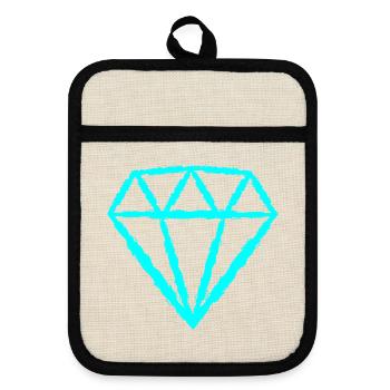 Diamant Symbol - Topflappen mit Gummirückseite - Leinen/Schwarz  - Vorne