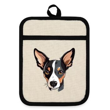 Spielzeug Foxterrier Hunderasse Aquarell Karikatur Kawai - Topflappen mit Gummirückseite - Leinen/Schwarz  - Vorne