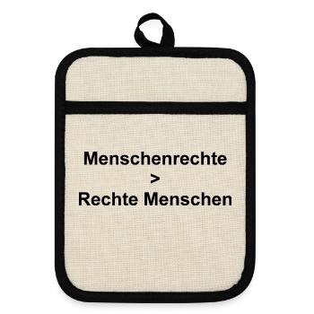 Menschenrechte - Topflappen mit Gummirückseite - Leinen/Schwarz  - Vorne