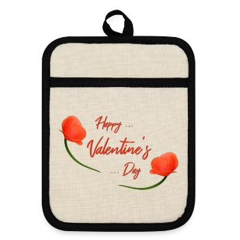 valentines day poppy - Topflappen mit Gummirückseite - Leinen/Schwarz  - Vorne