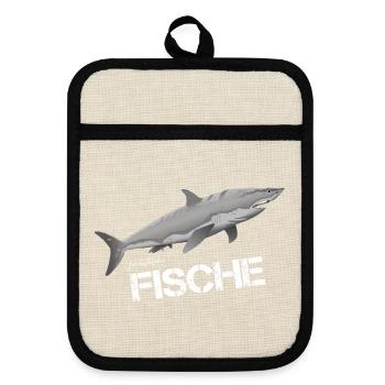 Fische Sternzeichen Fische - Topflappen mit Gummirückseite - Leinen/Schwarz  - Vorne