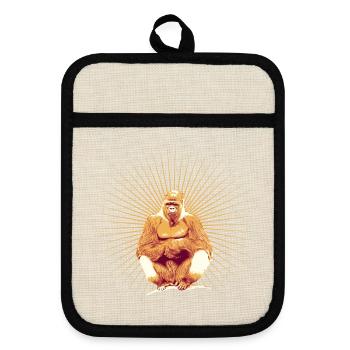 Gorilla Retro - Topflappen mit Gummirückseite - Leinen/Schwarz  - Vorne