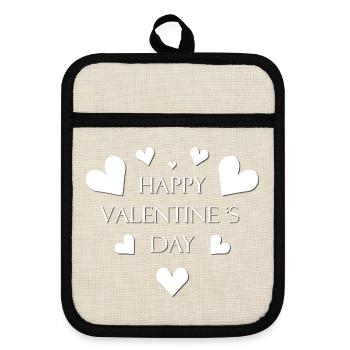 Valentinstag Herzen Valentin - Topflappen mit Gummirückseite - Leinen/Schwarz  - Vorne