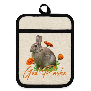 God Paske Frohe Ostern - Topflappen mit Gummirückseite - Leinen/Schwarz  - Vorne