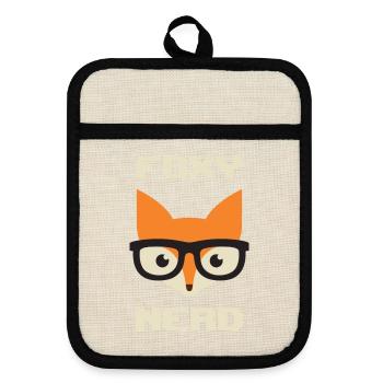 Foxy Nerd - Topflappen mit Gummirückseite - Leinen/Schwarz  - Vorne