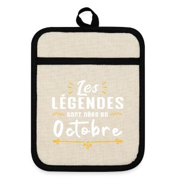 Die Legenden wurden im Oktober geboren - Topflappen mit Gummirückseite - Leinen/Schwarz  - Vorne