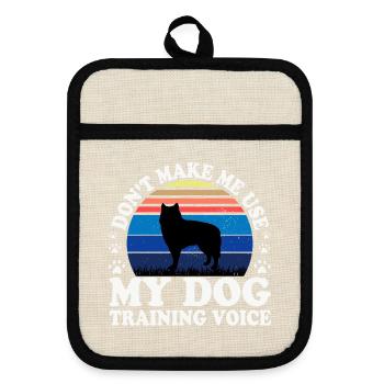 Alaskan Malamute Hundeliebhaber Silhouette Retro Sonnenuntergang - Topflappen mit Gummirückseite - Leinen/Schwarz  - Vorne