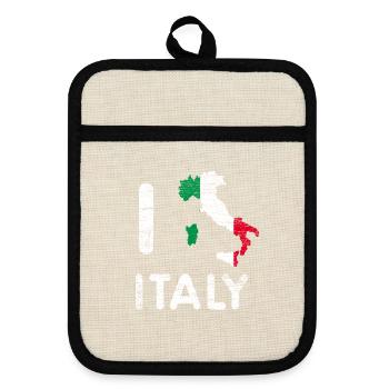 Leidenschaftliche Italien Romreise - Topflappen mit Gummirückseite - Leinen/Schwarz  - Vorne