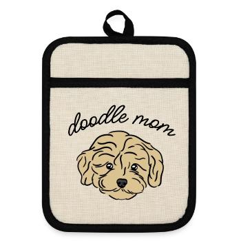 doodle mom - Topflappen mit Gummirückseite - Leinen/Schwarz  - Vorne