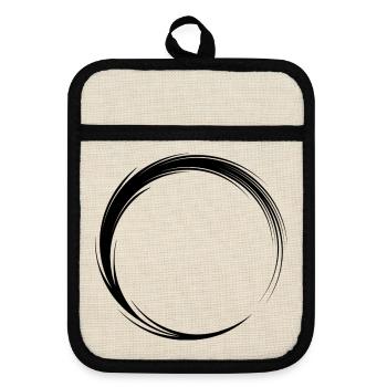 Kreis Symbol Form Schwarz - Topflappen mit Gummirückseite - Leinen/Schwarz  - Vorne