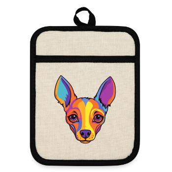 Spielzeug Foxterrier Hunderasse Cartoon Kawaii Illustrat - Topflappen mit Gummirückseite - Leinen/Schwarz  - Vorne