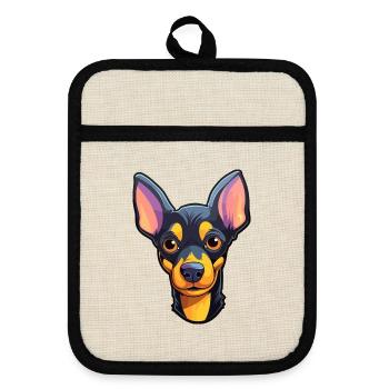 Spielzeug Manchester Terrier Hunderasse Karikatur Kawaii Il - Topflappen mit Gummirückseite - Leinen/Schwarz  - Vorne
