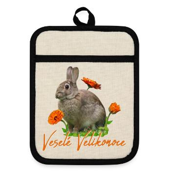 Vesele Velikonoce Frohe Ostern - Topflappen mit Gummirückseite - Leinen/Schwarz  - Vorne