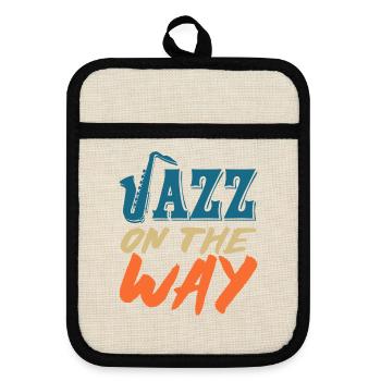 Jazz Geschenk - Topflappen mit Gummirückseite - Leinen/Schwarz  - Vorne
