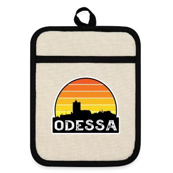 Odessa Ukraine Flagge Skyline Reisesouvenir - Topflappen mit Gummirückseite - Leinen/Schwarz  - Vorne