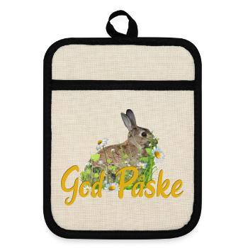 God Paske Frohe Ostern - Topflappen mit Gummirückseite - Leinen/Schwarz  - Vorne