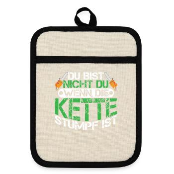 Holzfäller Geschenk - Topflappen mit Gummirückseite - Leinen/Schwarz  - Vorne