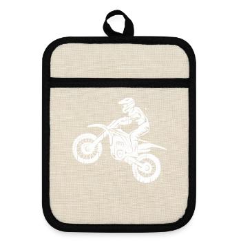 Dirt Biker Dirtbike Kinder Jungen Motocross Herren - Topflappen mit Gummirückseite - Leinen/Schwarz  - Vorne