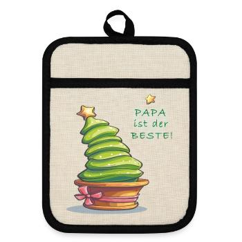 Tannenbaum - Topflappen mit Gummirückseite - Leinen/Schwarz  - Vorne