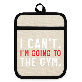Ich kann nicht, ich gehe ins Fitnessstudio Gewicht - Topflappen mit Gummirückseite - Leinen/Schwarz  - Vorne