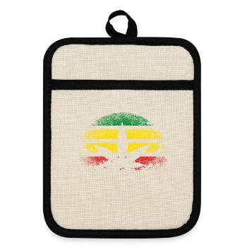 Cannabis Retro - Topflappen mit Gummirückseite - Leinen/Schwarz  - Vorne