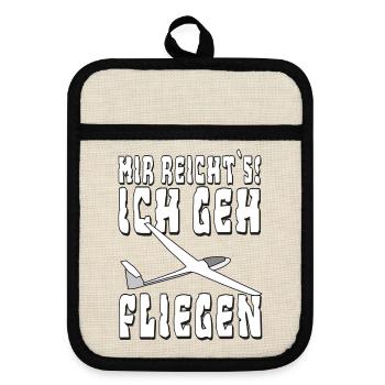 mir reichts ich geh fliegen - Topflappen mit Gummirückseite - Leinen/Schwarz  - Vorne