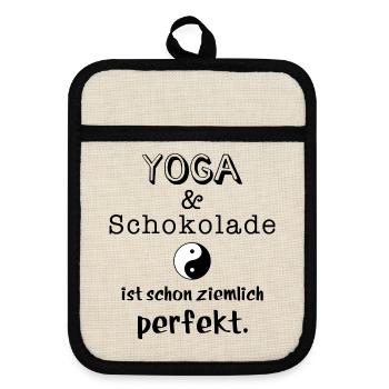 yoga und schokolade - Topflappen mit Gummirückseite - Leinen/Schwarz  - Vorne